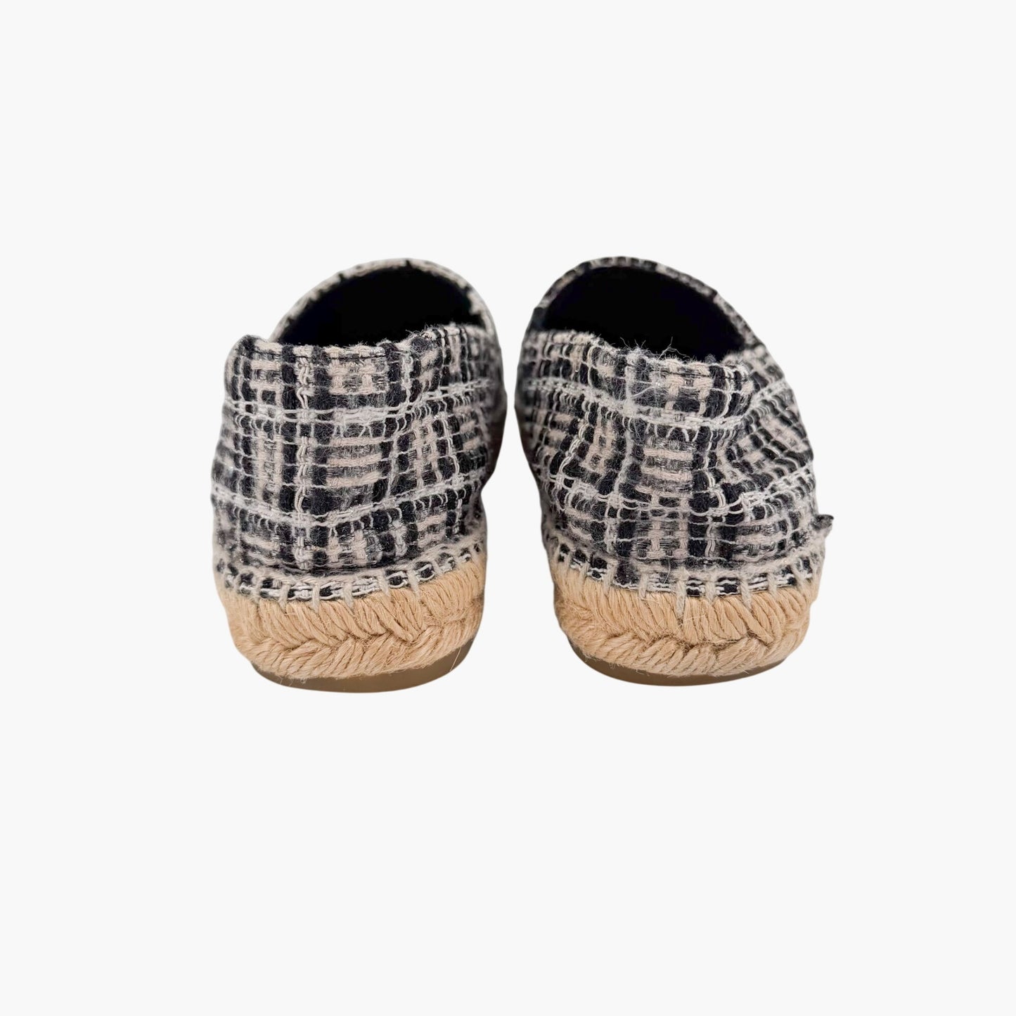 Chanel CC Cap Toe Espadrille Flats Black White Size 40