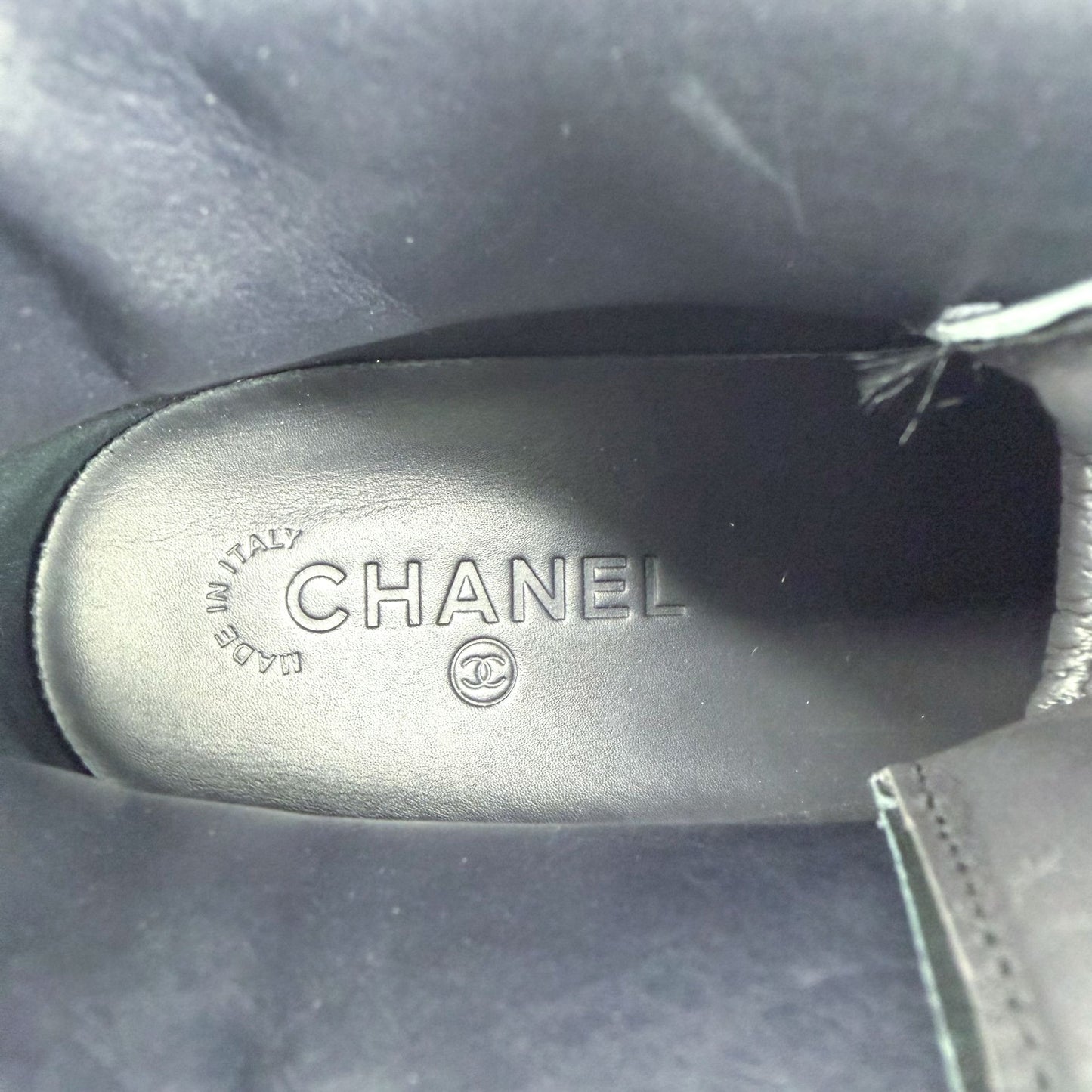 Chanel Camellia Flower High Top Sneaker Boots Navy Size 38