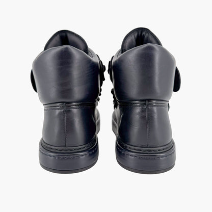 Chanel Camellia Flower High Top Sneaker Boots Navy Size 38