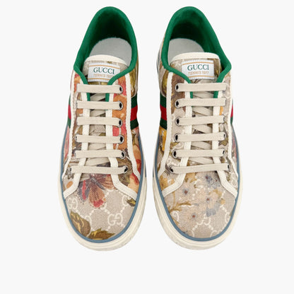 Gucci Tennis 1977 Low Top Sneakers in Beige GG Supreme Water Flora Canvas Size 38.5