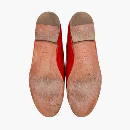 Chanel CC Cap Toe Ballet Flats Red Patent Size 37