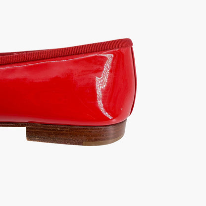Chanel CC Cap Toe Ballet Flats Red Patent Size 37