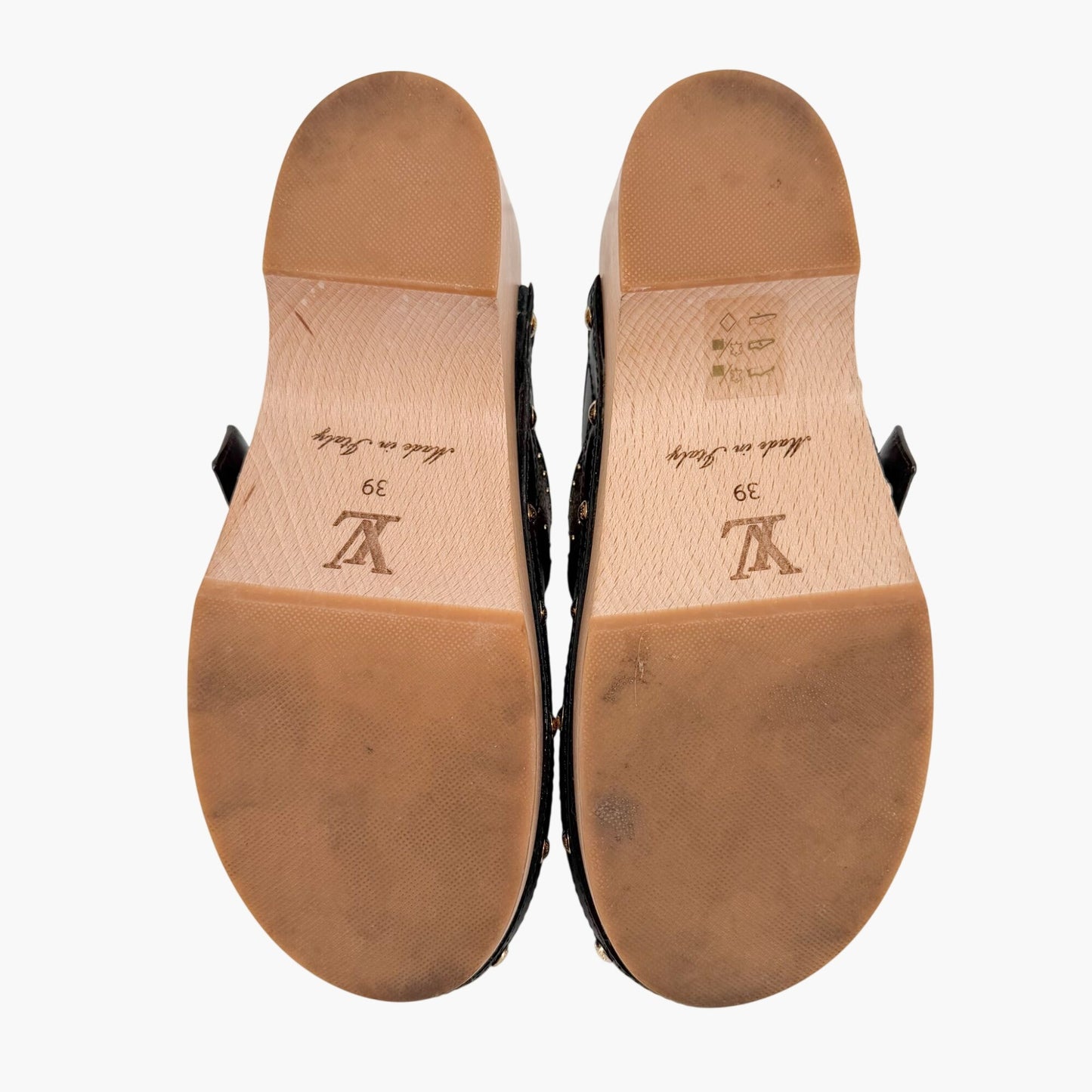 Louis Vuitton Cottage Monogram Mule Clogs in Black Leather Size 39