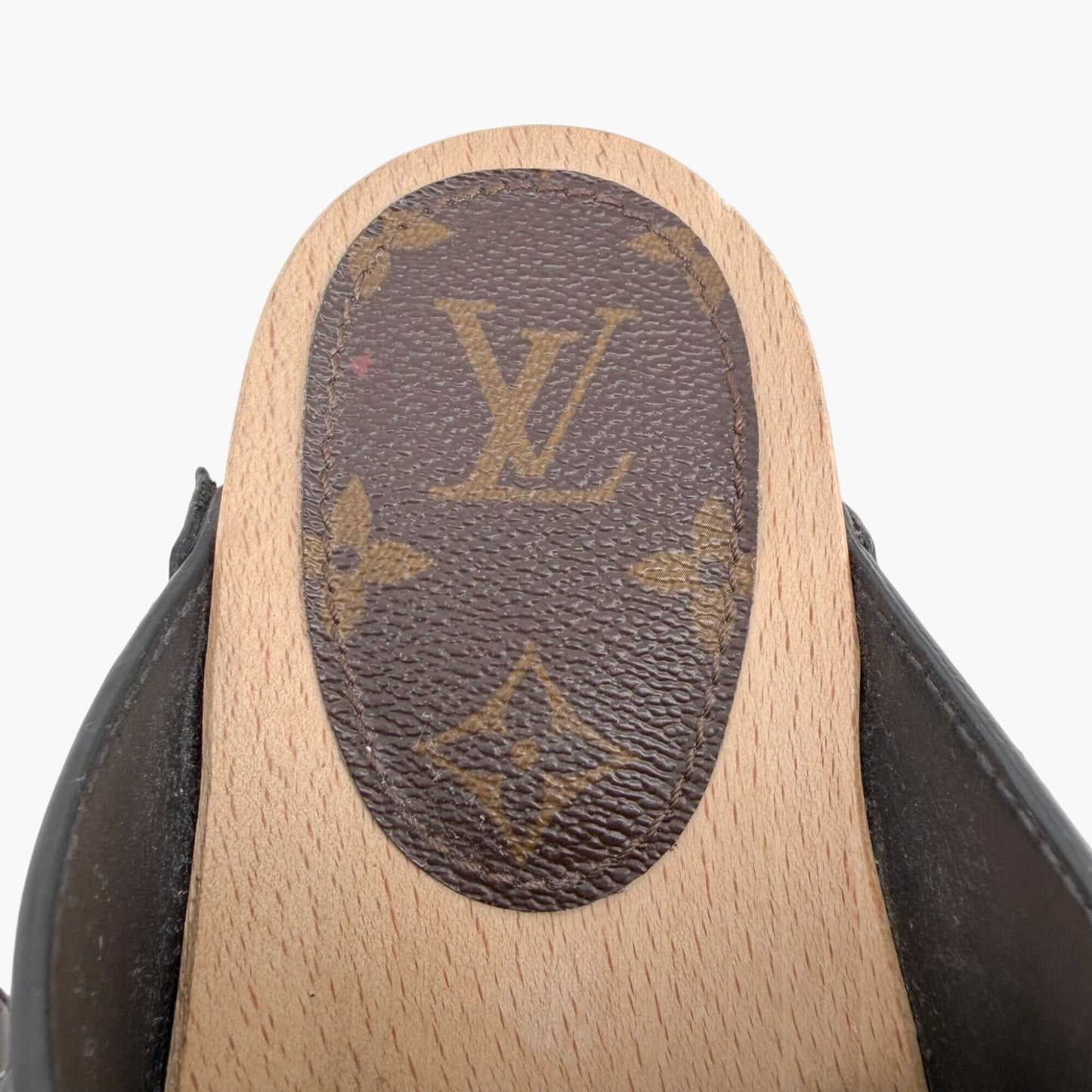 Louis Vuitton Cottage Monogram Mule Clogs in Black Leather Size 39