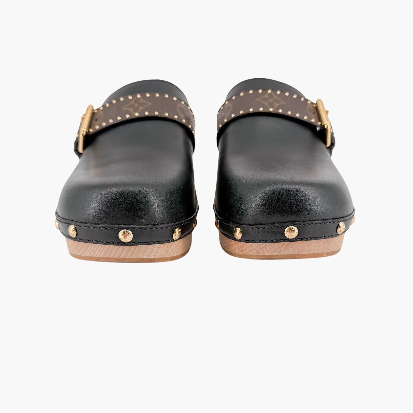 Louis Vuitton Cottage Monogram Mule Clogs in Black Leather Size 39