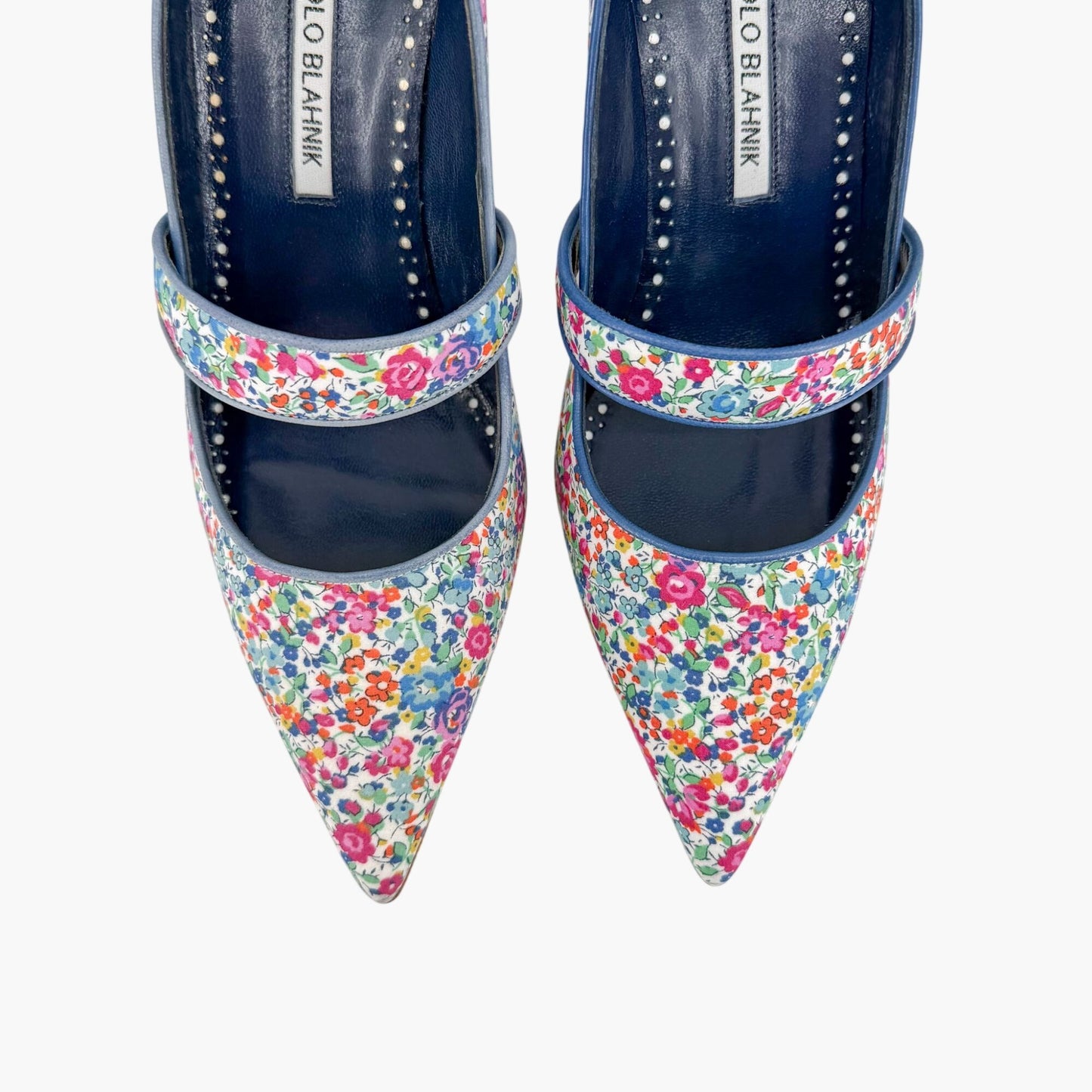 Manolo Blahnik Vibota Floral Mary Jane Pumps Size 38.5