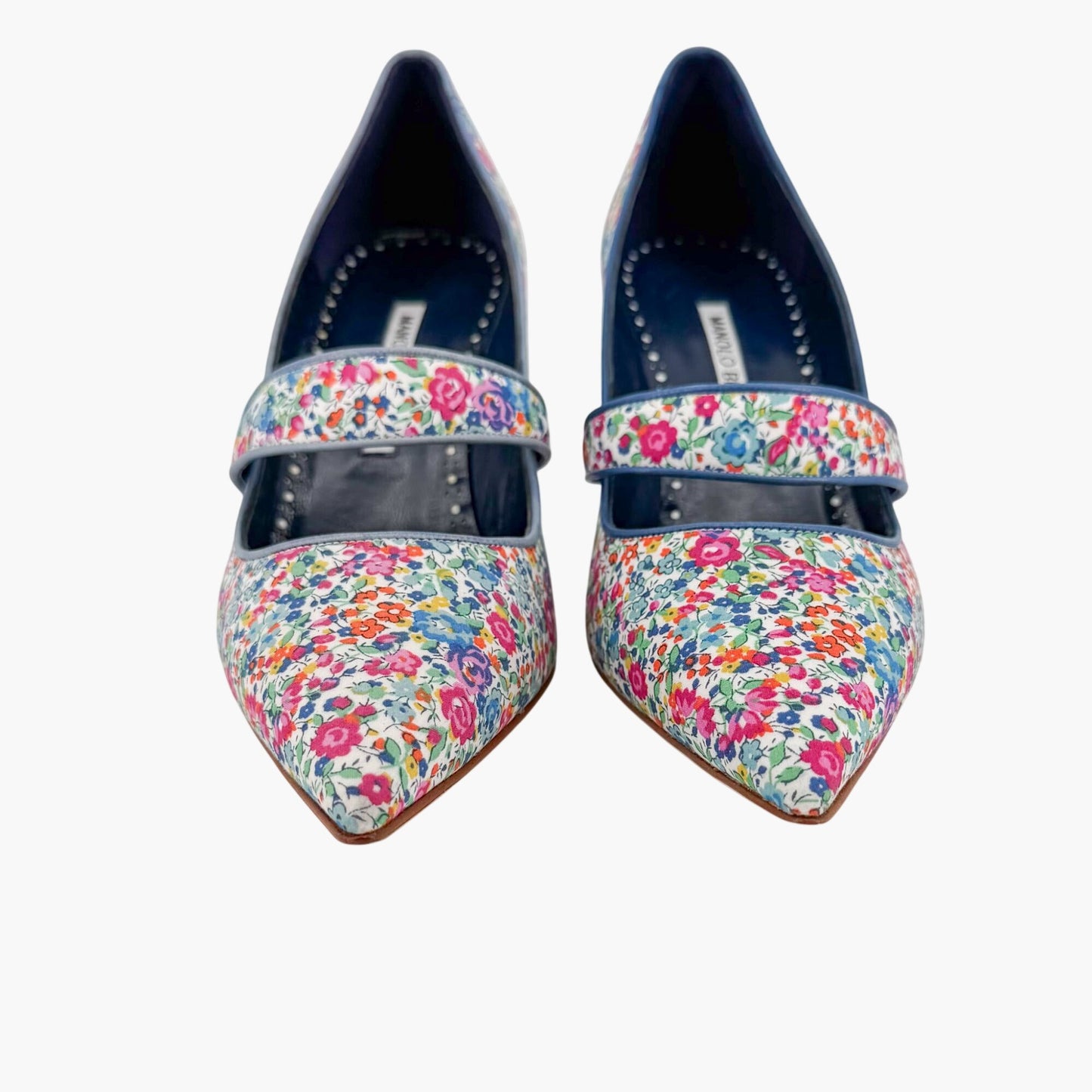Manolo Blahnik Vibota Floral Mary Jane Pumps Size 38.5