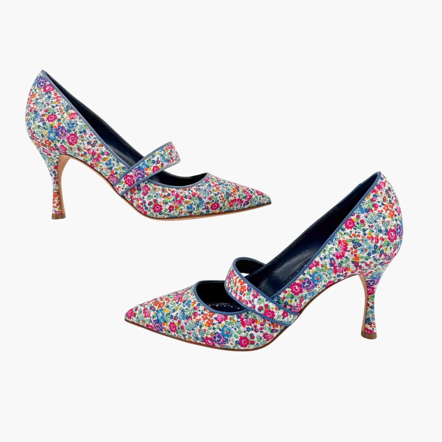 Manolo Blahnik Vibota Floral Mary Jane Pumps Size 38.5