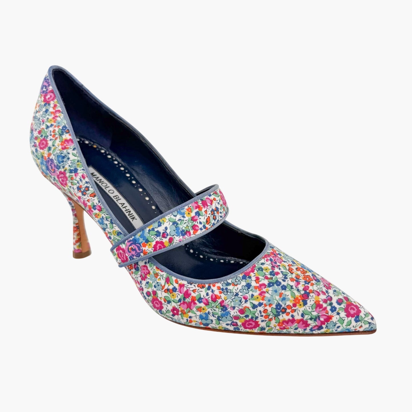 Manolo Blahnik Vibota Floral Mary Jane Pumps Size 38.5