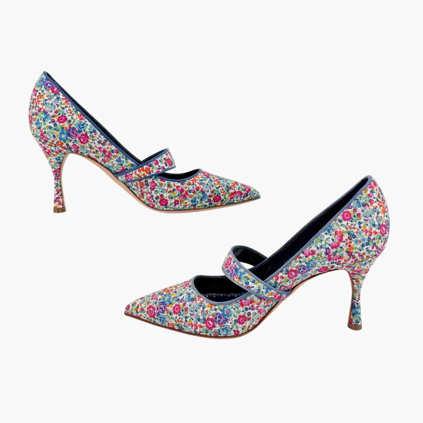 Manolo Blahnik Vibota Floral Mary Jane Pumps Size 38.5