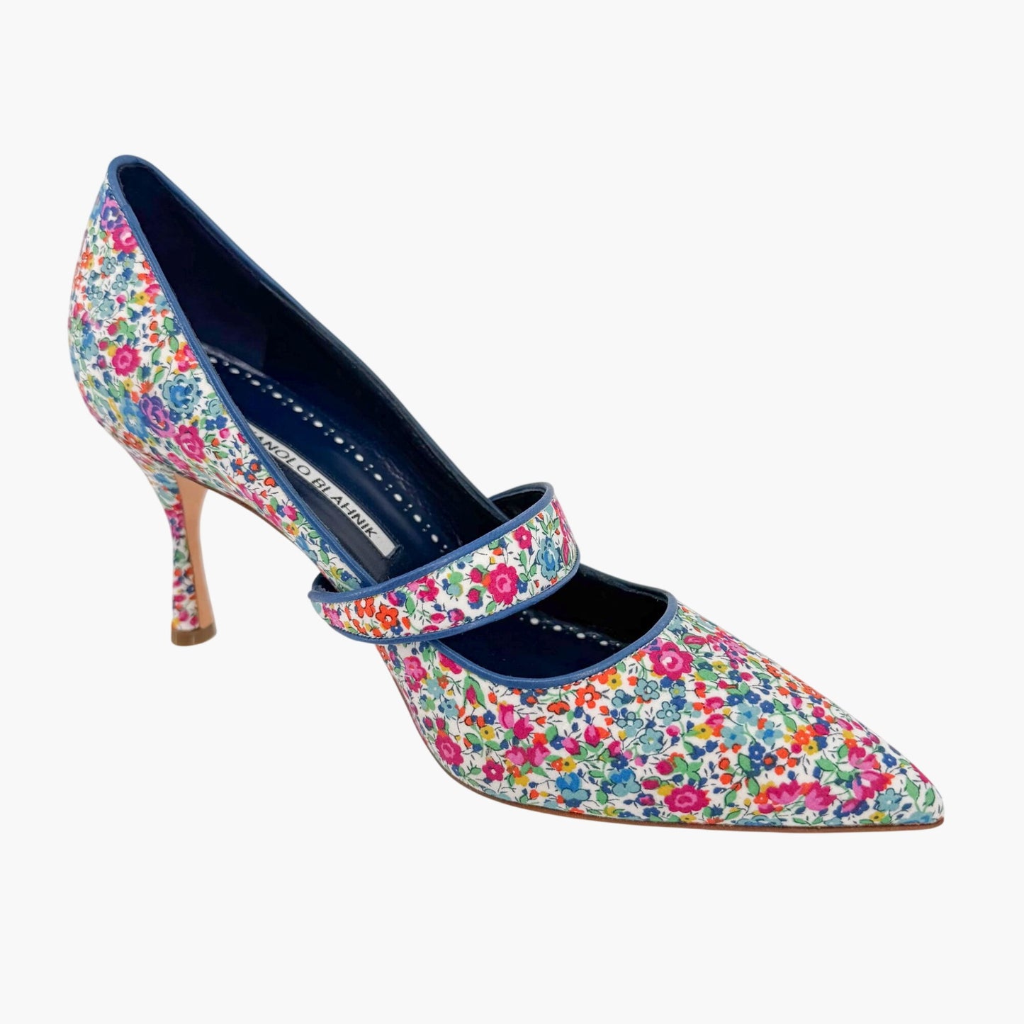 Manolo Blahnik Vibota Floral Mary Jane Pumps Size 38.5