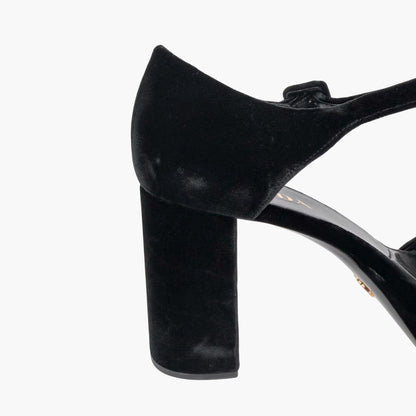 Prada Triangle Logo Platform Sandals Black Size 41