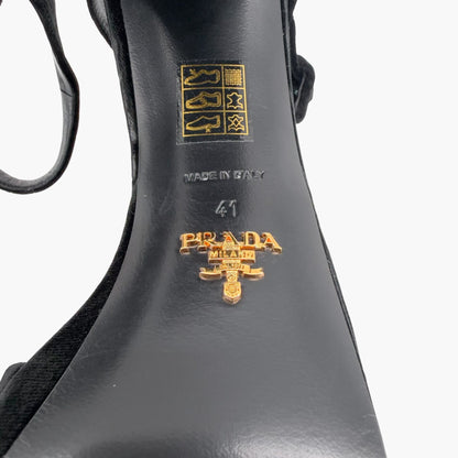 Prada Triangle Logo Platform Sandals Black Size 41