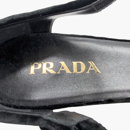 Prada Triangle Logo Platform Sandals Black Size 41