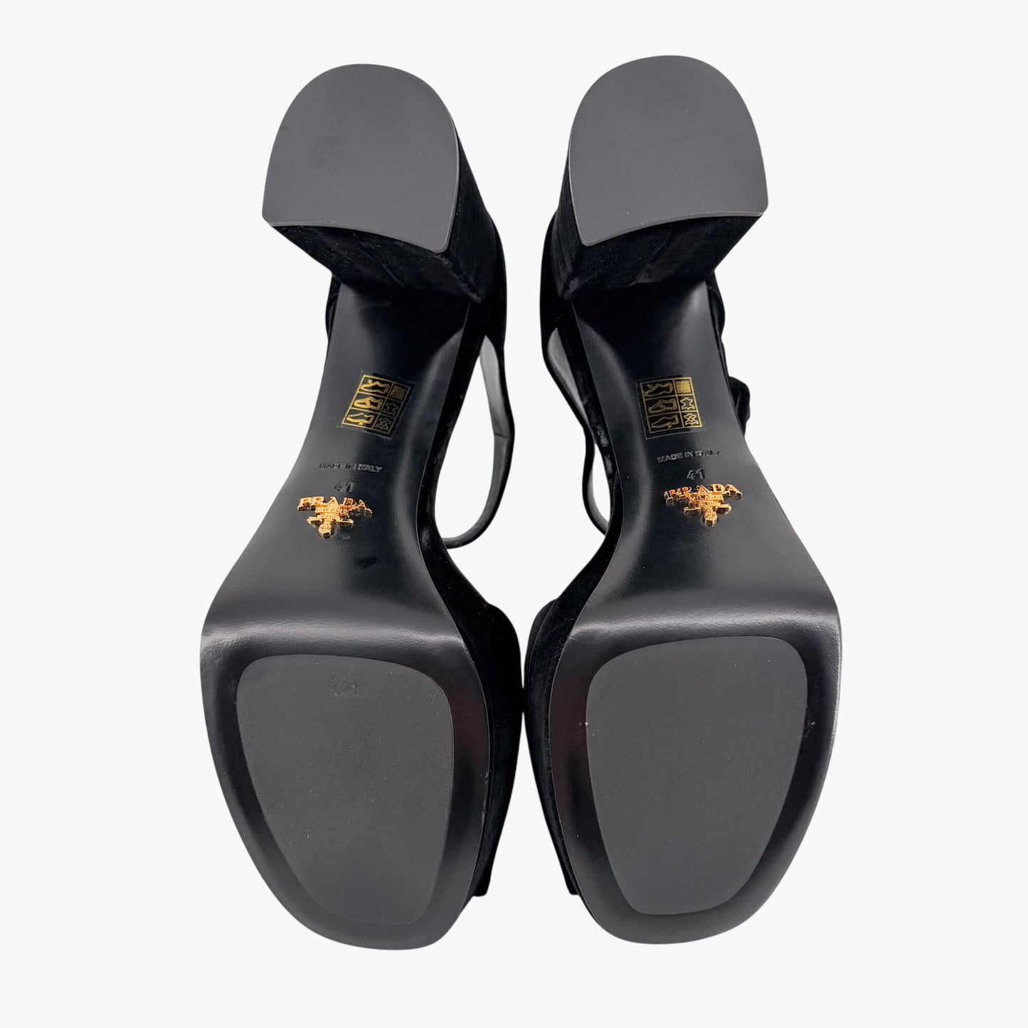 Prada Triangle Logo Platform Sandals Black Size 41