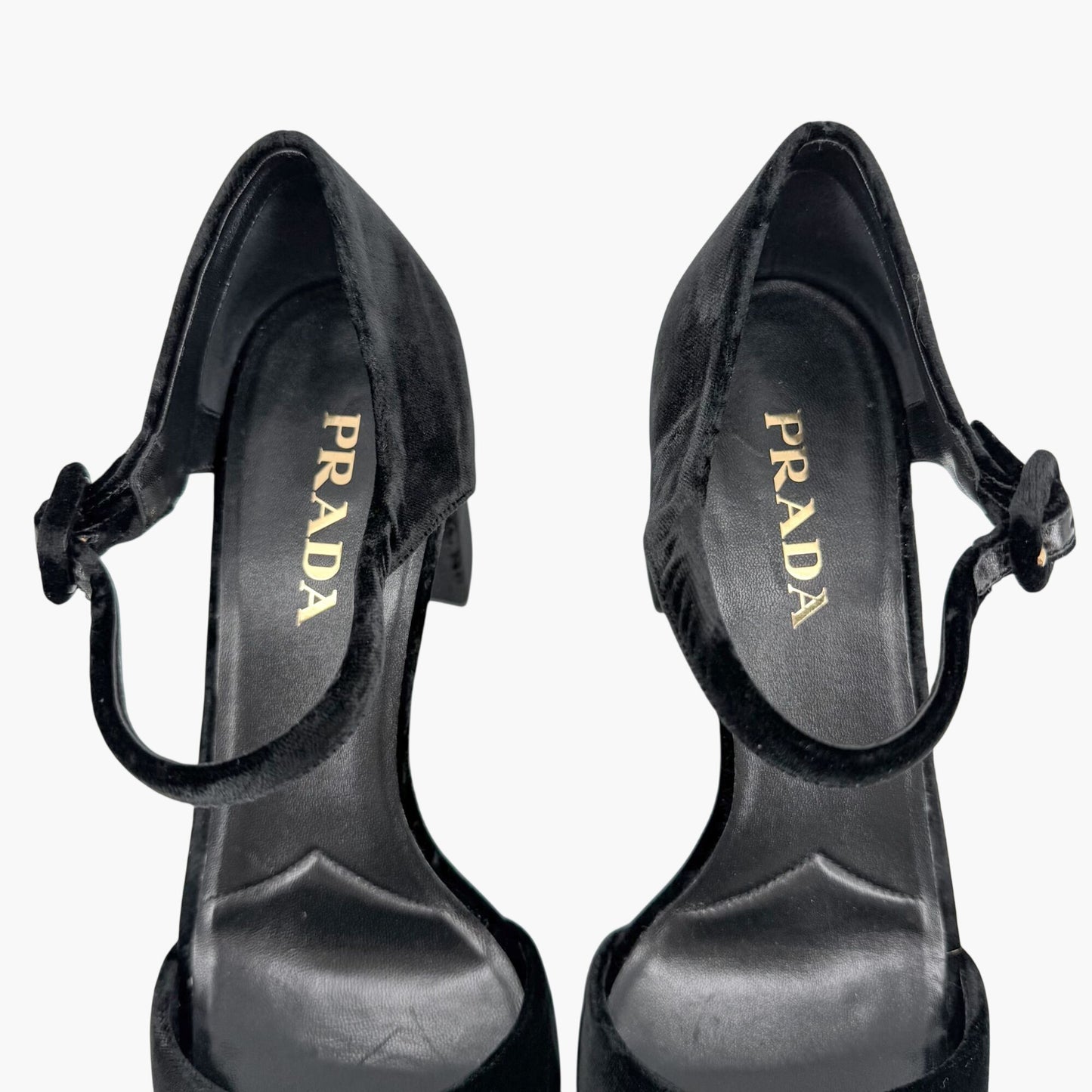 Prada Triangle Logo Platform Sandals Black Size 41