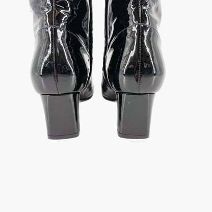 Gucci Victoire GG Ankle Boots in Black Patent Leather Size 36.5