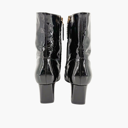 Gucci Victoire GG Ankle Boots in Black Patent Leather Size 36.5