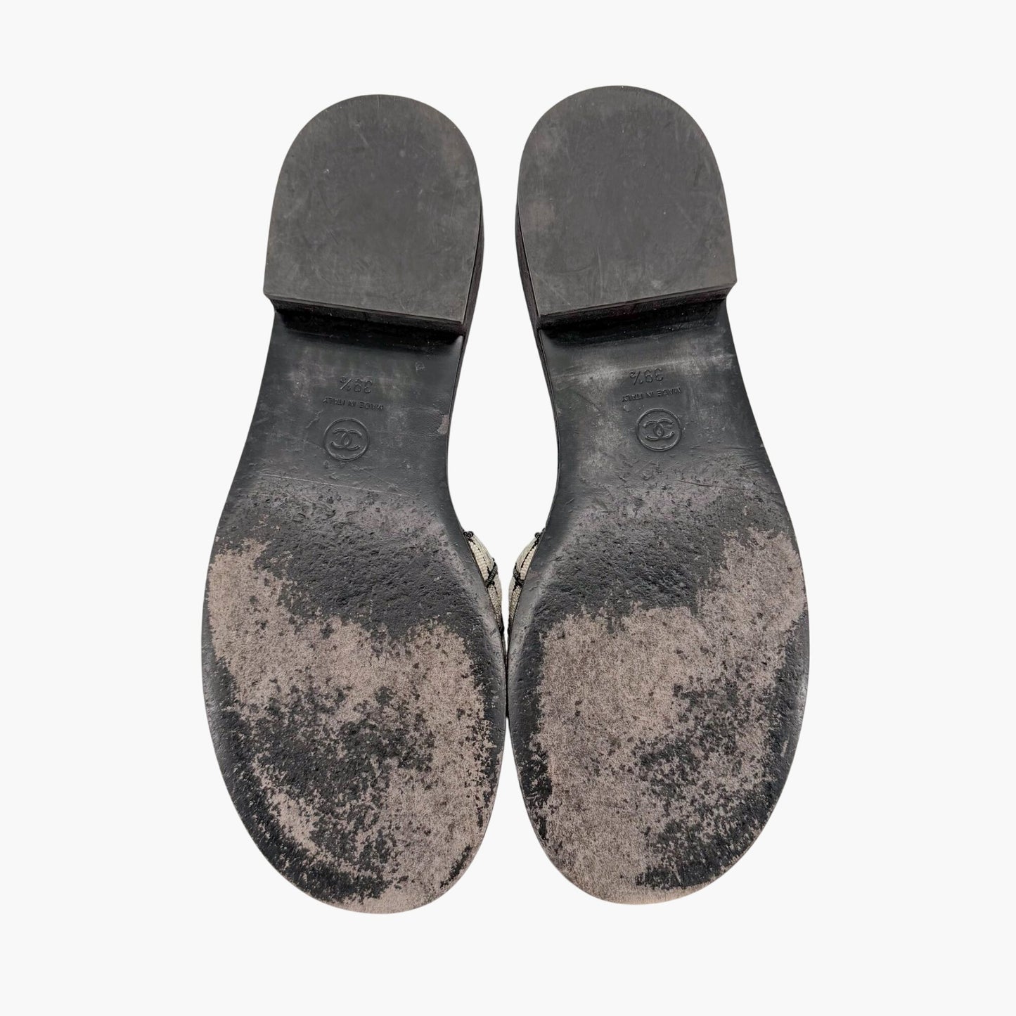 Chanel Pearl CC Embroidered Mule Sandals Size 39.5