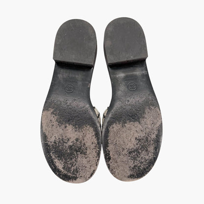 Chanel Pearl CC Embroidered Mule Sandals Size 39.5