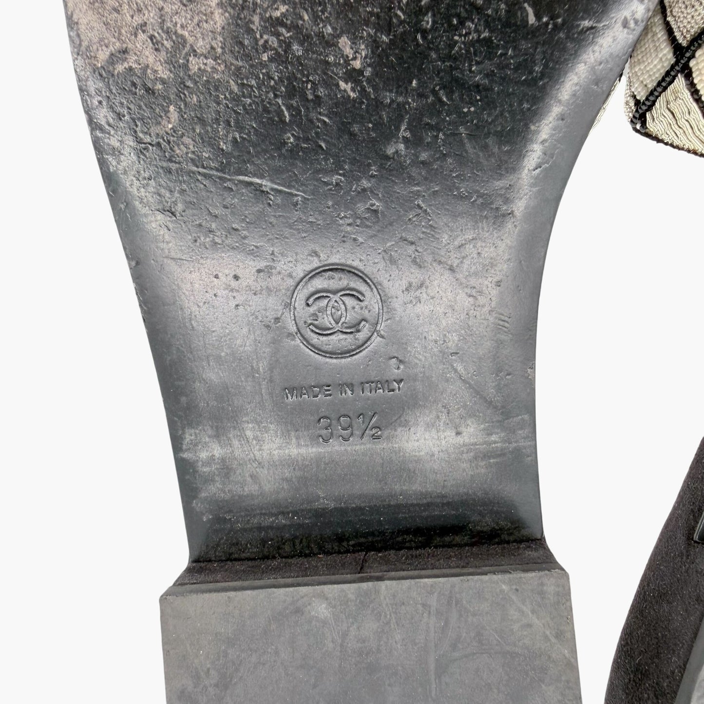 Chanel Pearl CC Embroidered Mule Sandals Size 39.5