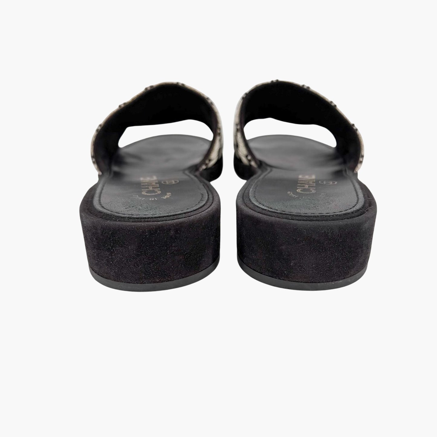 Chanel Pearl CC Embroidered Mule Sandals Size 39.5