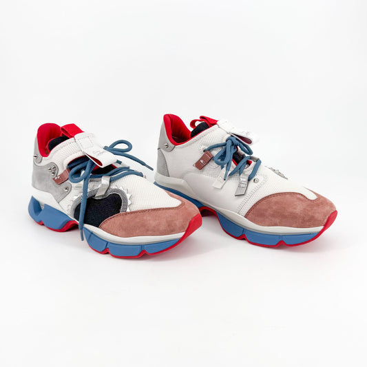 Christian Louboutin Red Runner Donna Sneakers in White & Mauve – Size 40