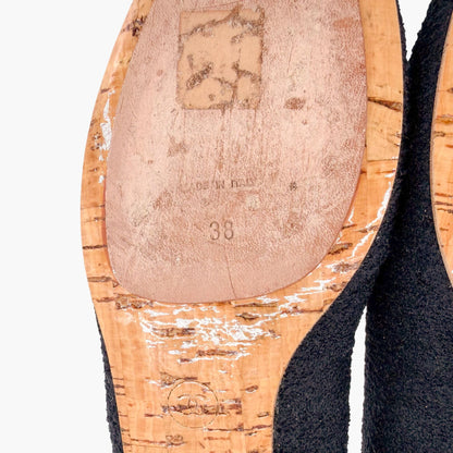 Chanel Crystal CC Ballet Flats Black Boucle Size 38