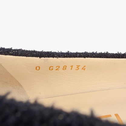 Chanel Crystal CC Ballet Flats Black Boucle Size 38
