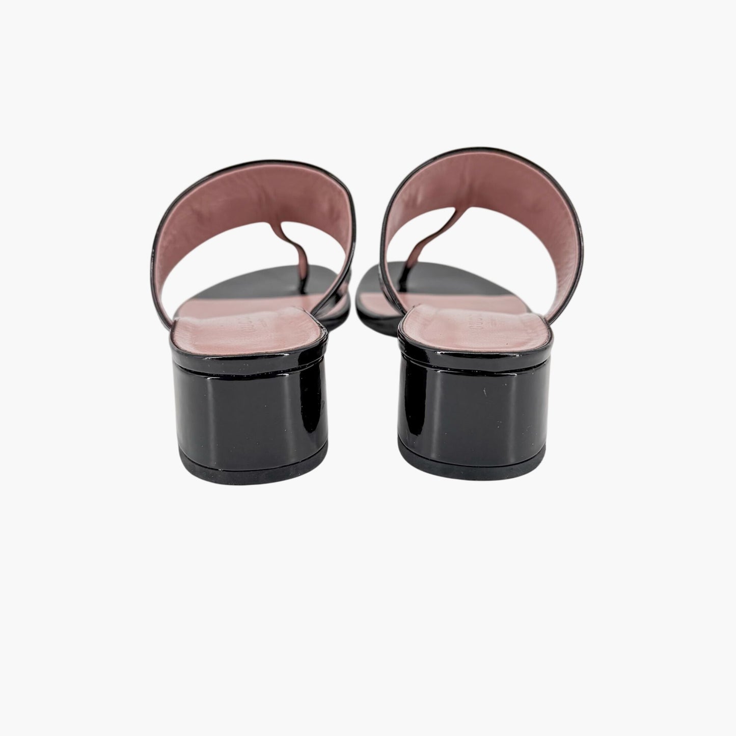 Gucci Lilane Horsebit Thong Sandals Black Patent Size 37
