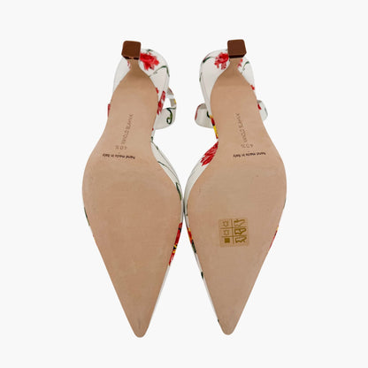Manolo Blahnik Carolyne 50 Floral Satin Slingback Heels Size 40.5