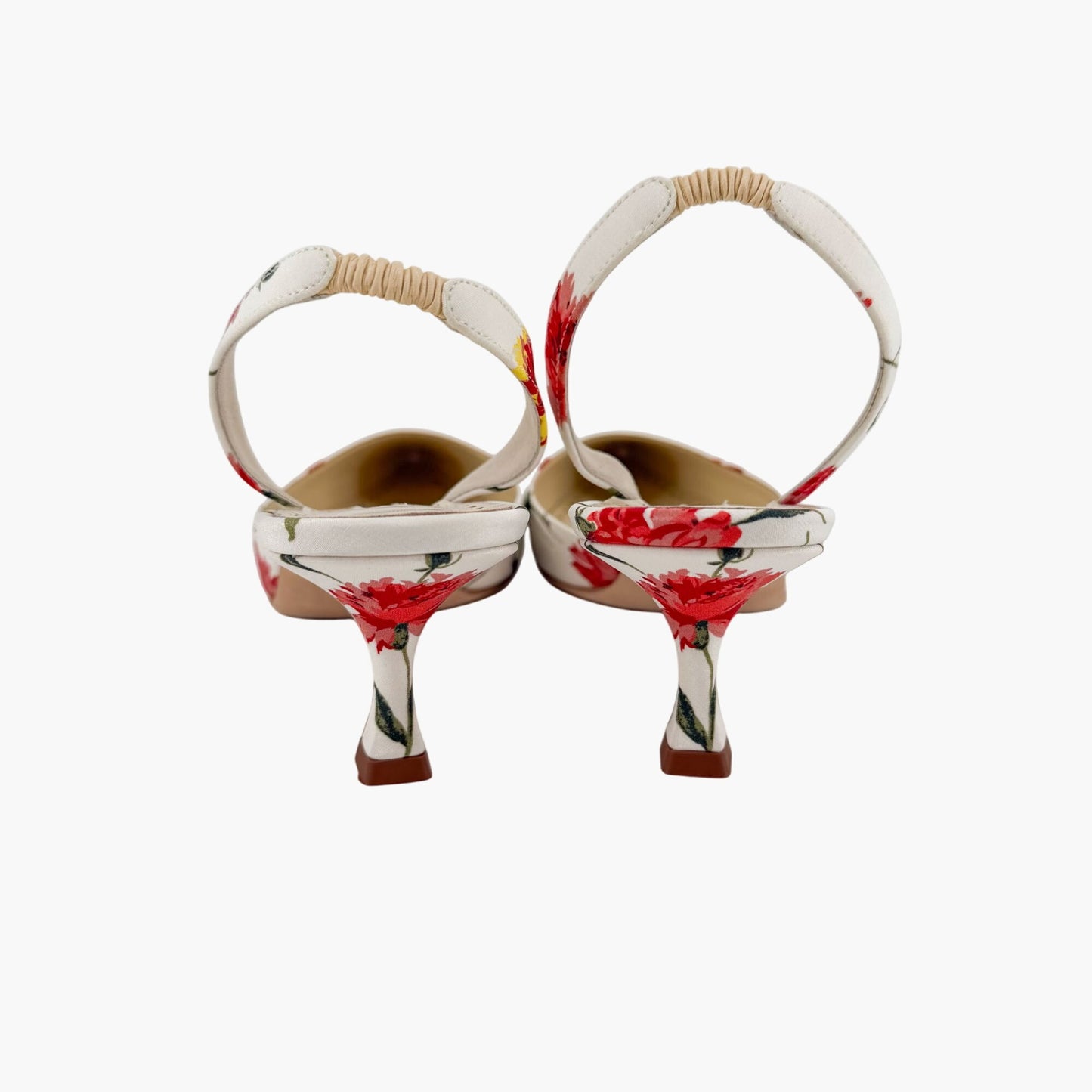 Manolo Blahnik Carolyne 50 Floral Satin Slingback Heels Size 40.5