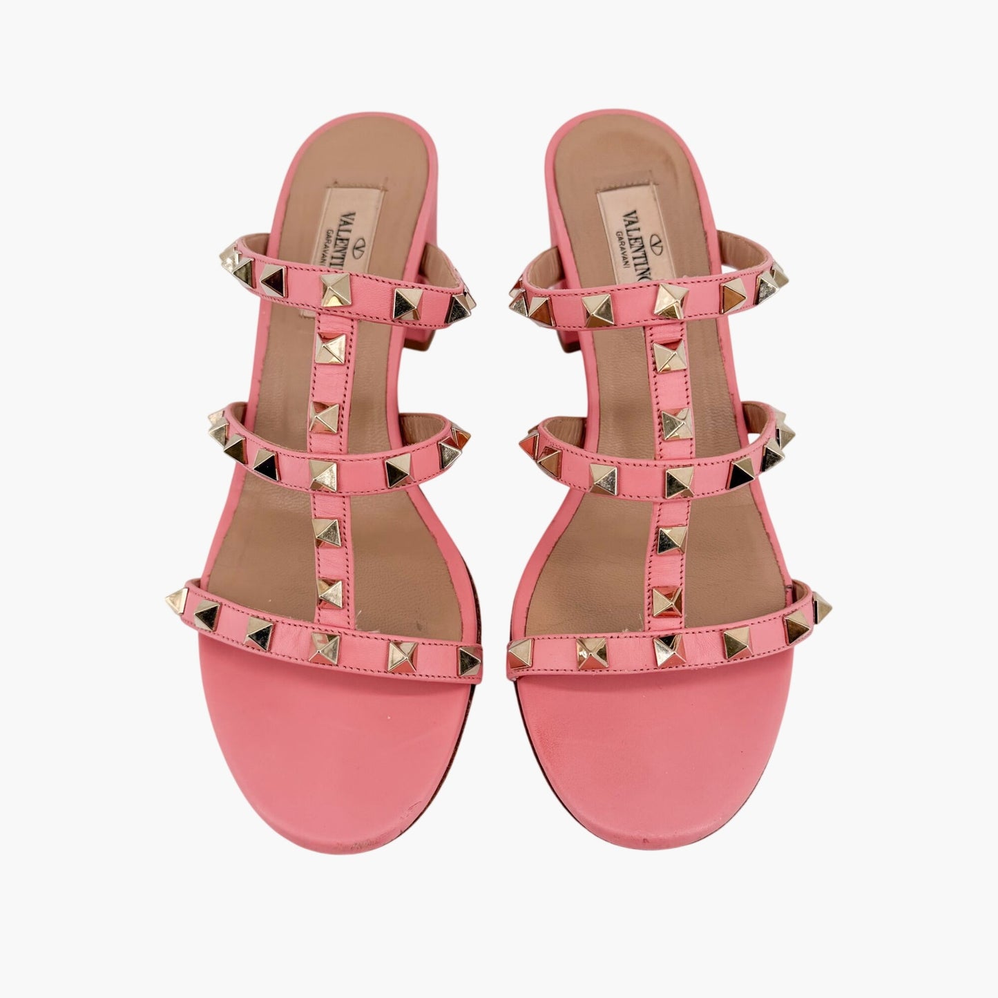 Valentino Rockstud Cage Mule Sandals Pink Size 38