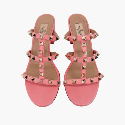 Valentino Rockstud Cage Mule Sandals Pink Size 38