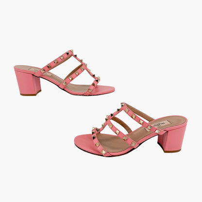 Valentino Rockstud Cage Mule Sandals Pink Size 38