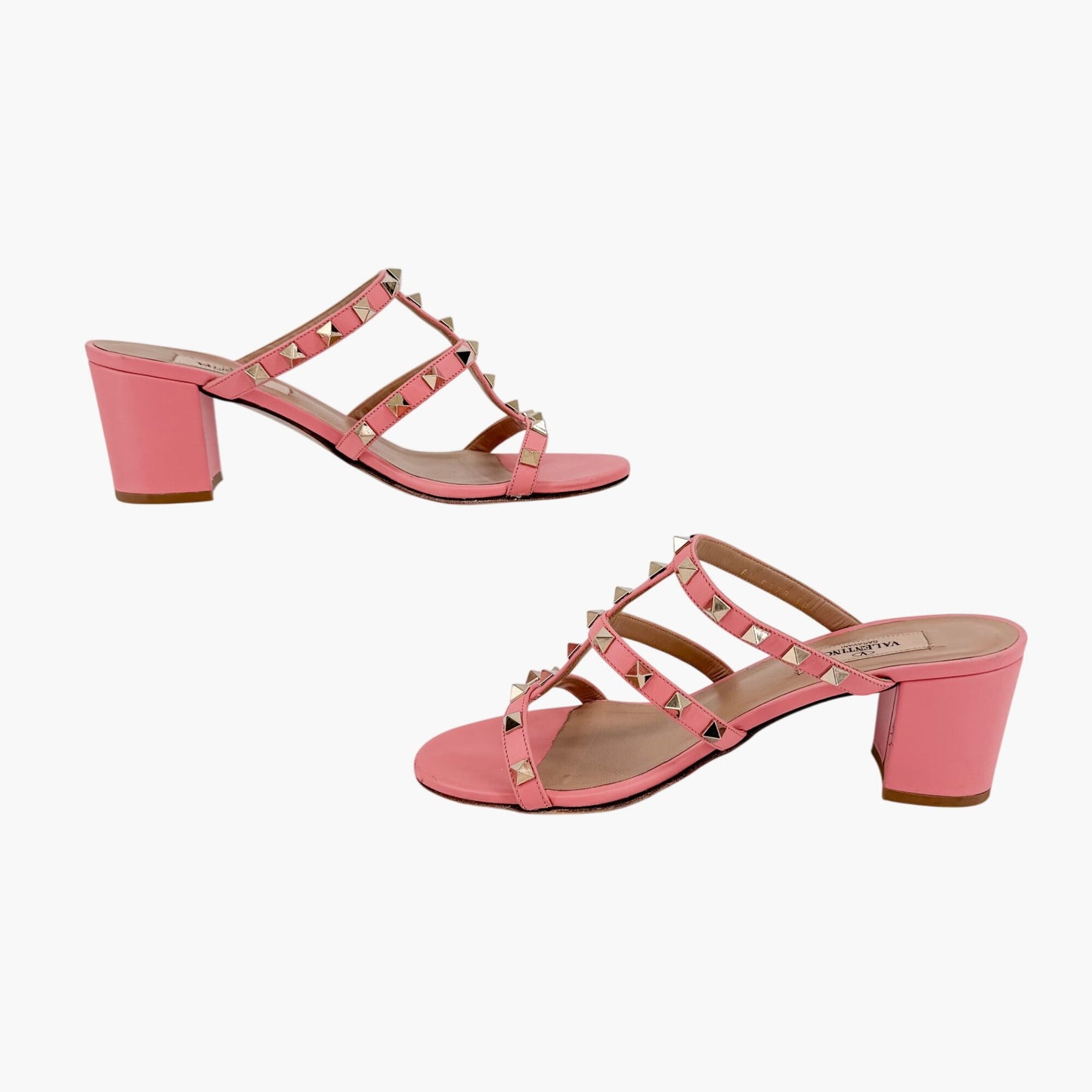 Valentino Rockstud Cage Mule Sandals Pink Size 38