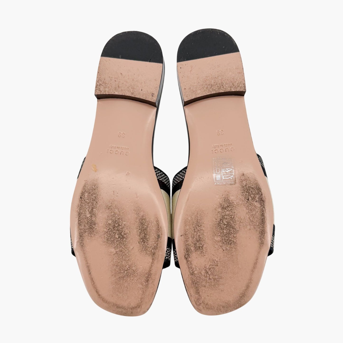 Gucci Jane Black & White Embroidered Slide Sandals Size 39