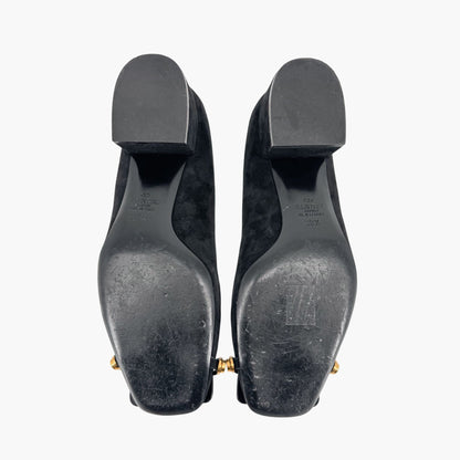 Valentino Garavani VLogo Block Heel Pumps Black Suede – Size 38.5