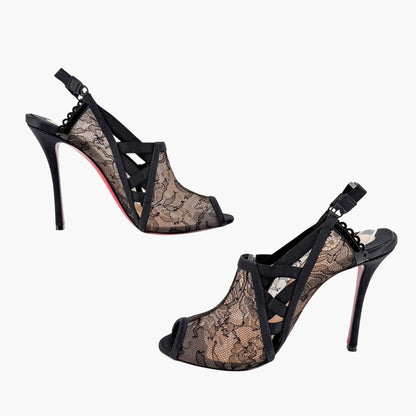 Christian Louboutin Guiptik Lace Slingback Pumps Size 40