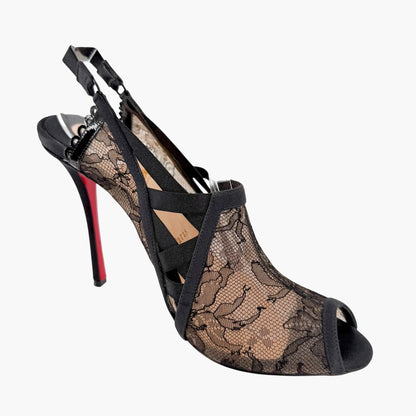 Christian Louboutin Guiptik Lace Slingback Pumps Size 40