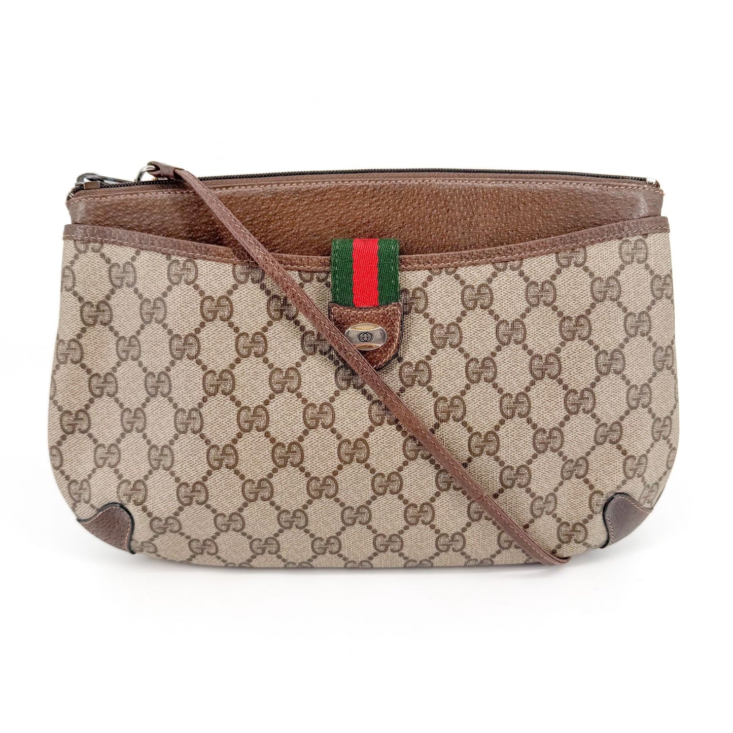 Gucci Sherry Web Stripe Shoulder Bag Beige GG Canvas