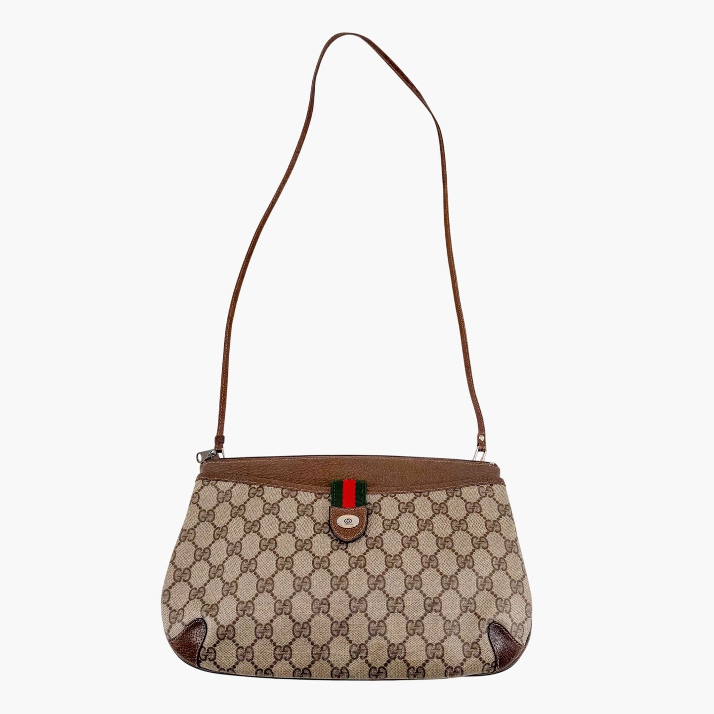 Gucci Sherry Web Stripe Shoulder Bag Beige GG Canvas
