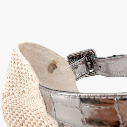 Christian Louboutin Amelina Espadrille Wedges Silver Size 39