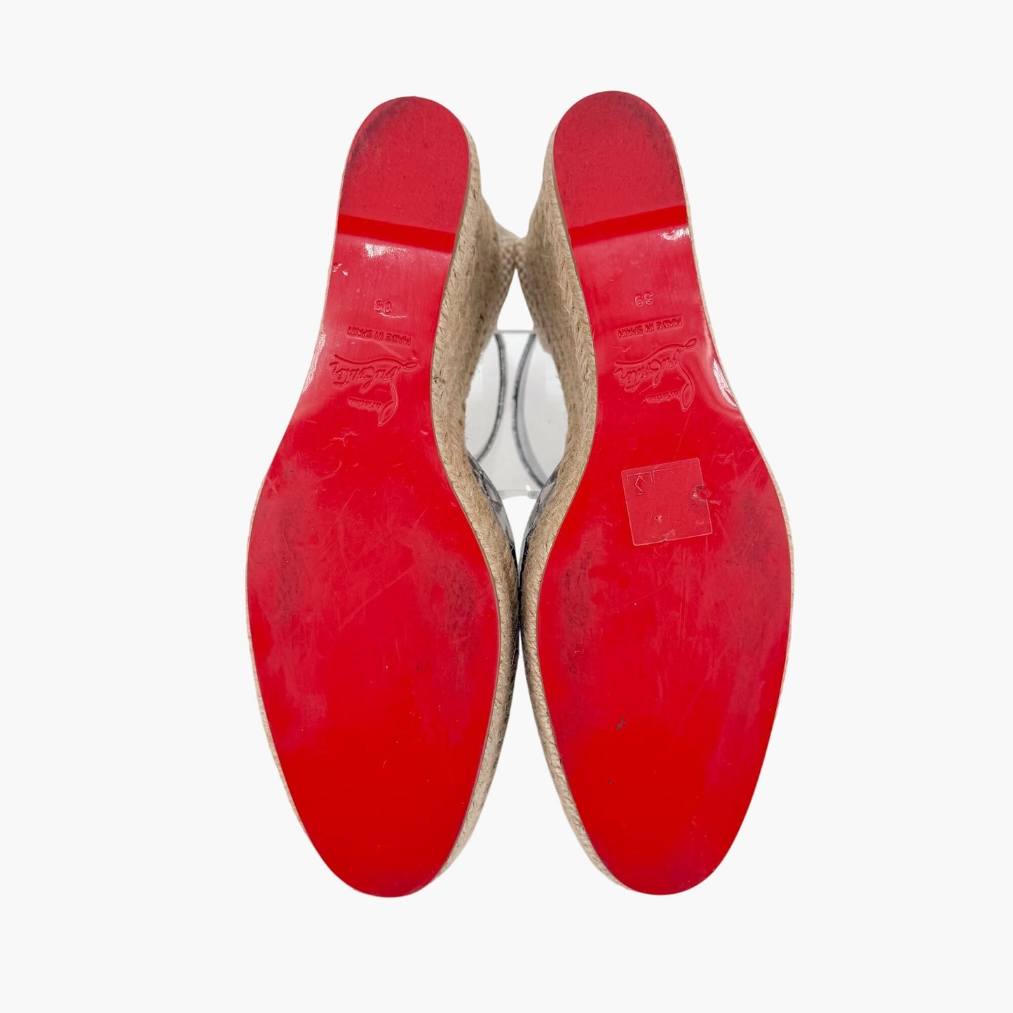 Christian Louboutin Amelina Espadrille Wedges Silver Size 39