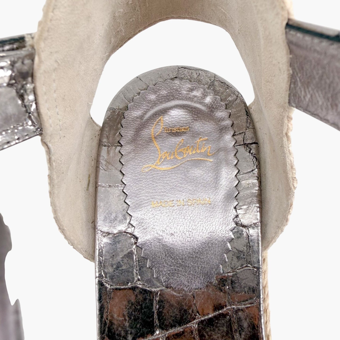 Christian Louboutin Amelina Espadrille Wedges Silver Size 39