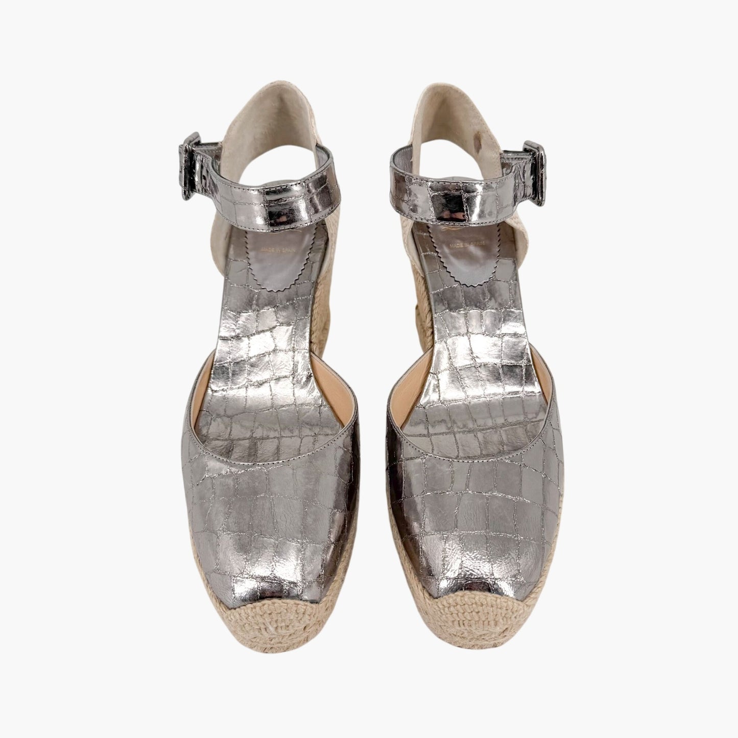Christian Louboutin Amelina Espadrille Wedges Silver Size 39