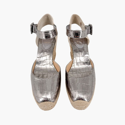 Christian Louboutin Amelina Espadrille Wedges Silver Size 39