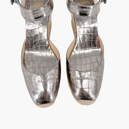 Christian Louboutin Amelina Espadrille Wedges Silver Size 39