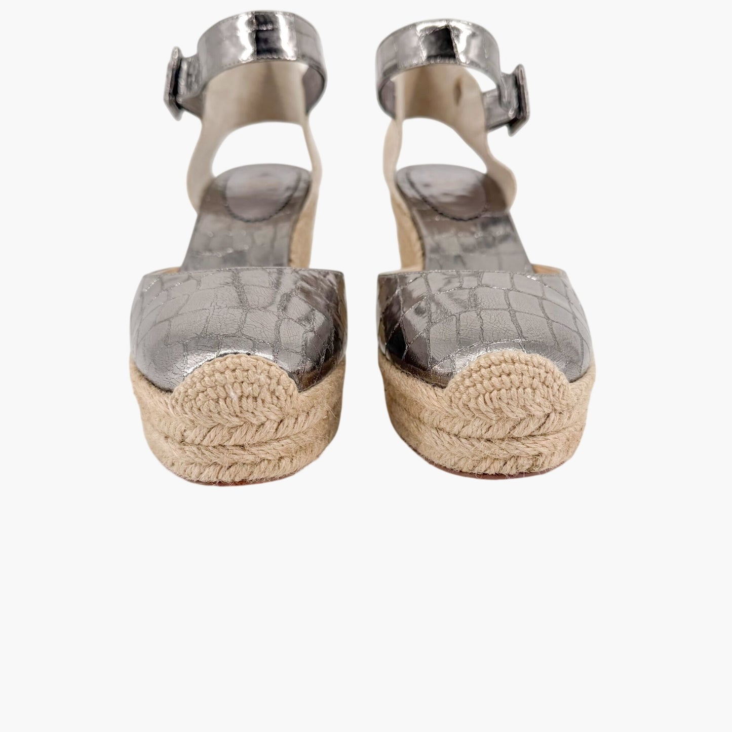 Christian Louboutin Amelina Espadrille Wedges Silver Size 39