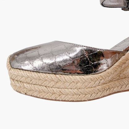 Christian Louboutin Amelina Espadrille Wedges Silver Size 39